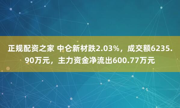 正规配资之家 中仑新材跌2.03%，成交额6235.90万元，主力资金净流出600.77万元